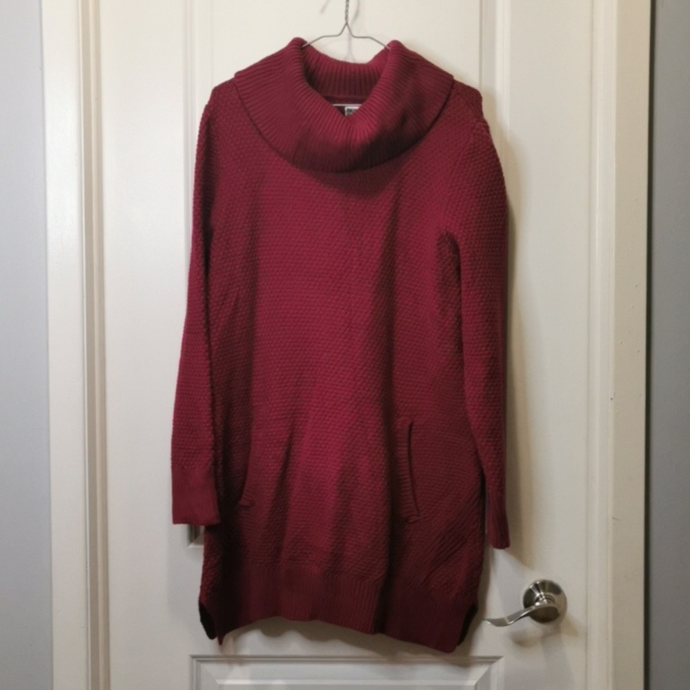 Duluth Trading Co Women's Deep Red Cowl‎ Neck Sweater Dress